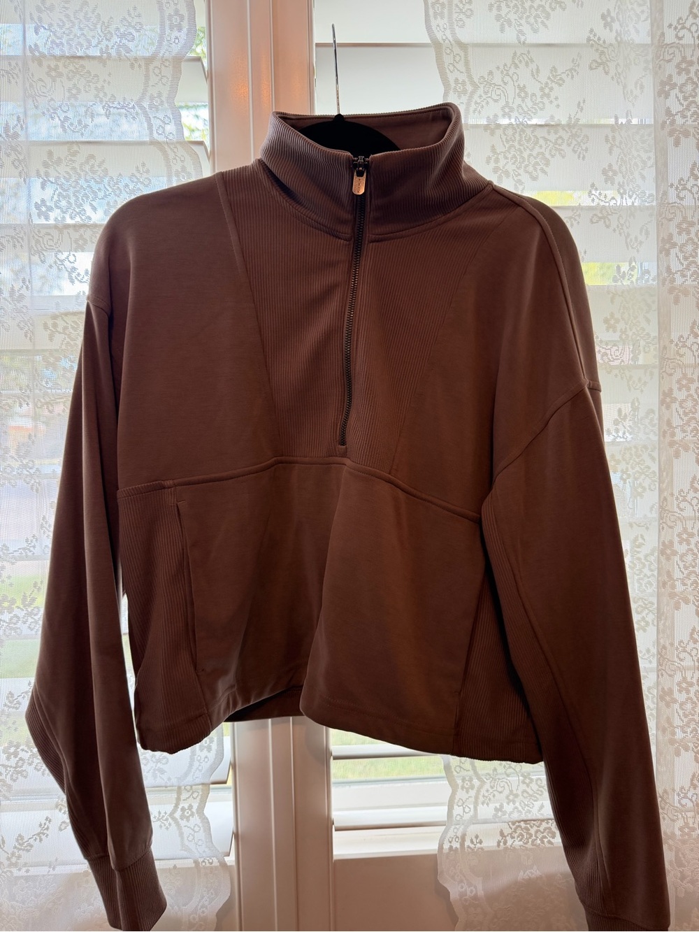 Athleta Brown Half-Zip Pullover Jacket